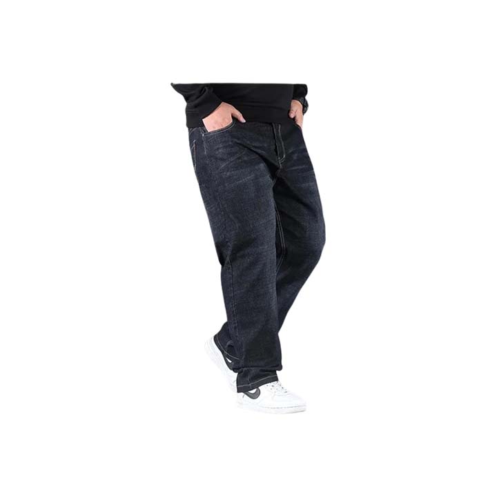 Men's Black High Waist Baggy Jeans