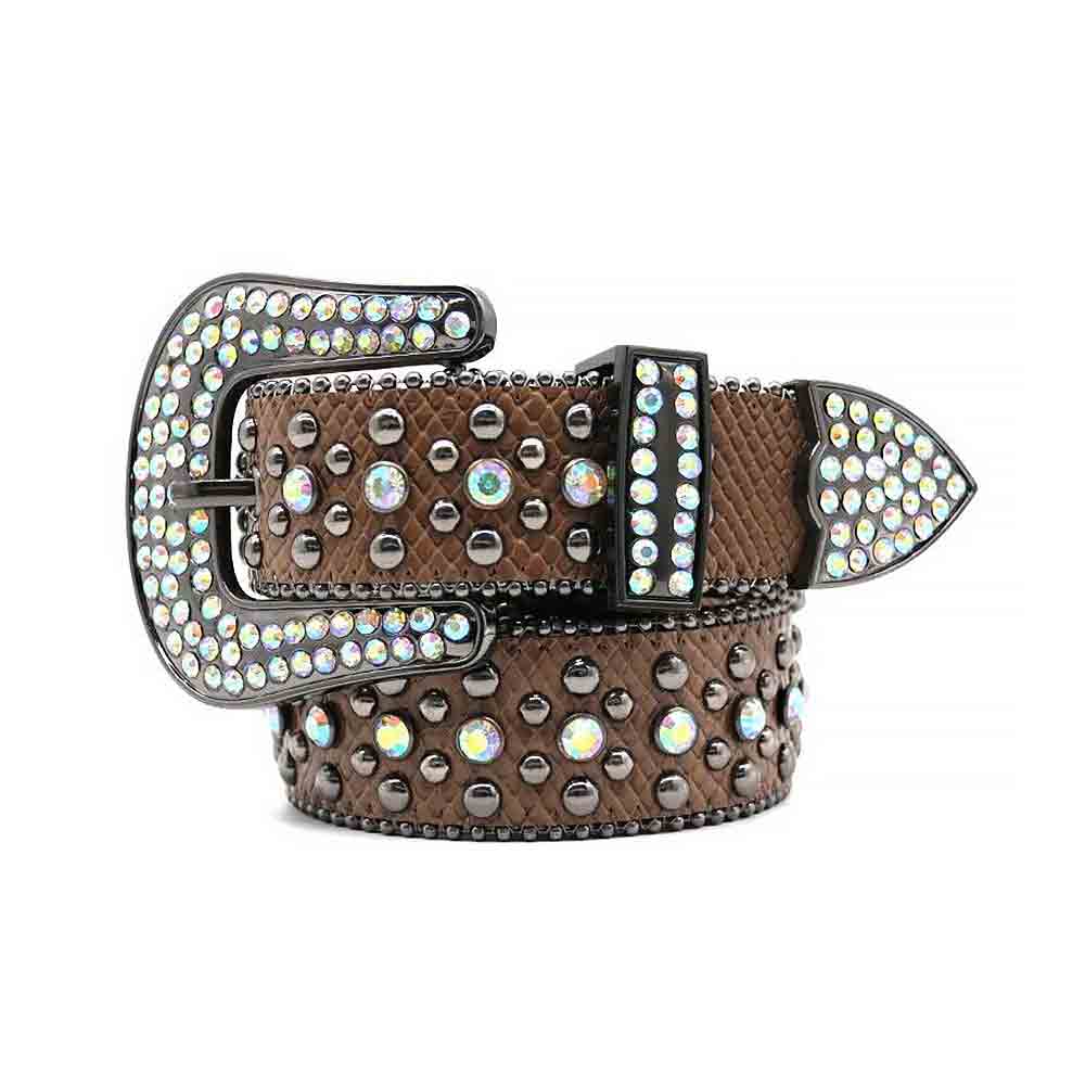 Brown Leather Strap With Designer Buckle Dazzling Belt