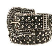 Black Strap With Gold Embellished Black Rhinestones Belt