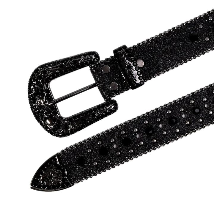 Black Cross Gems With Black Embellished Rhinestone Belts
