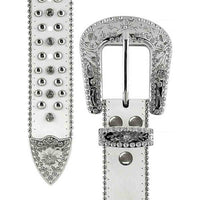 White Cross Studs With Studs And White Studs Studded Rhinestones Belts