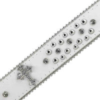 White Cross Studs With Studs And White Studs Studded Rhinestones Belts