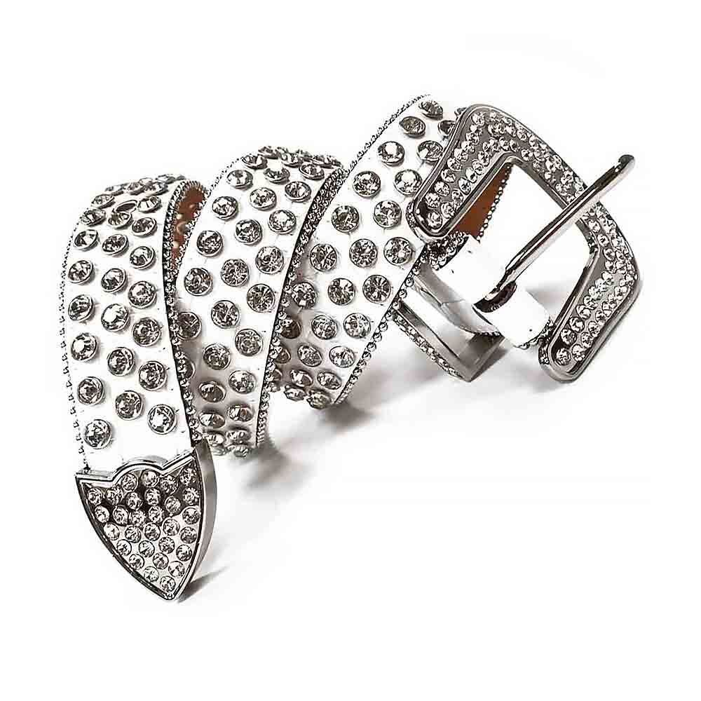 White Strap With Diamond White Encrusted Rhinestone Belt