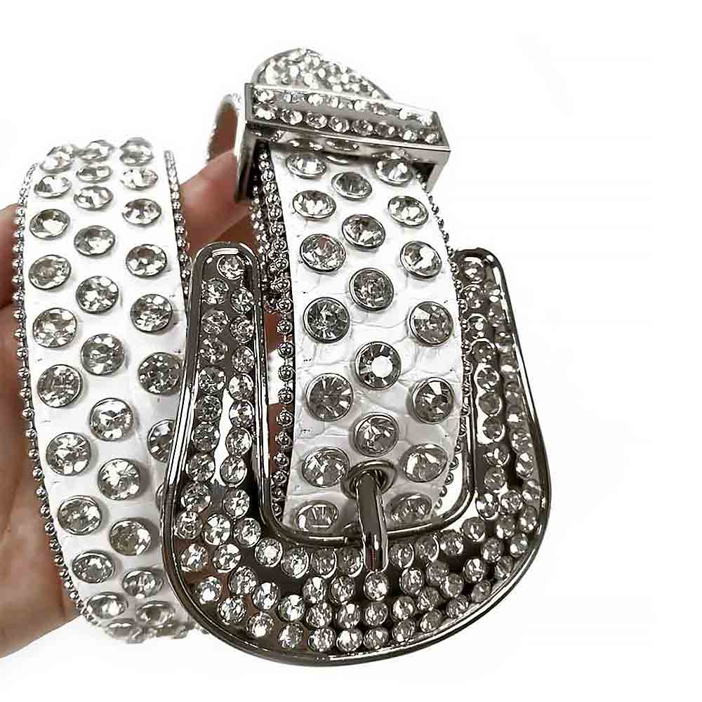 White Strap With Diamond White Encrusted Rhinestone Belt
