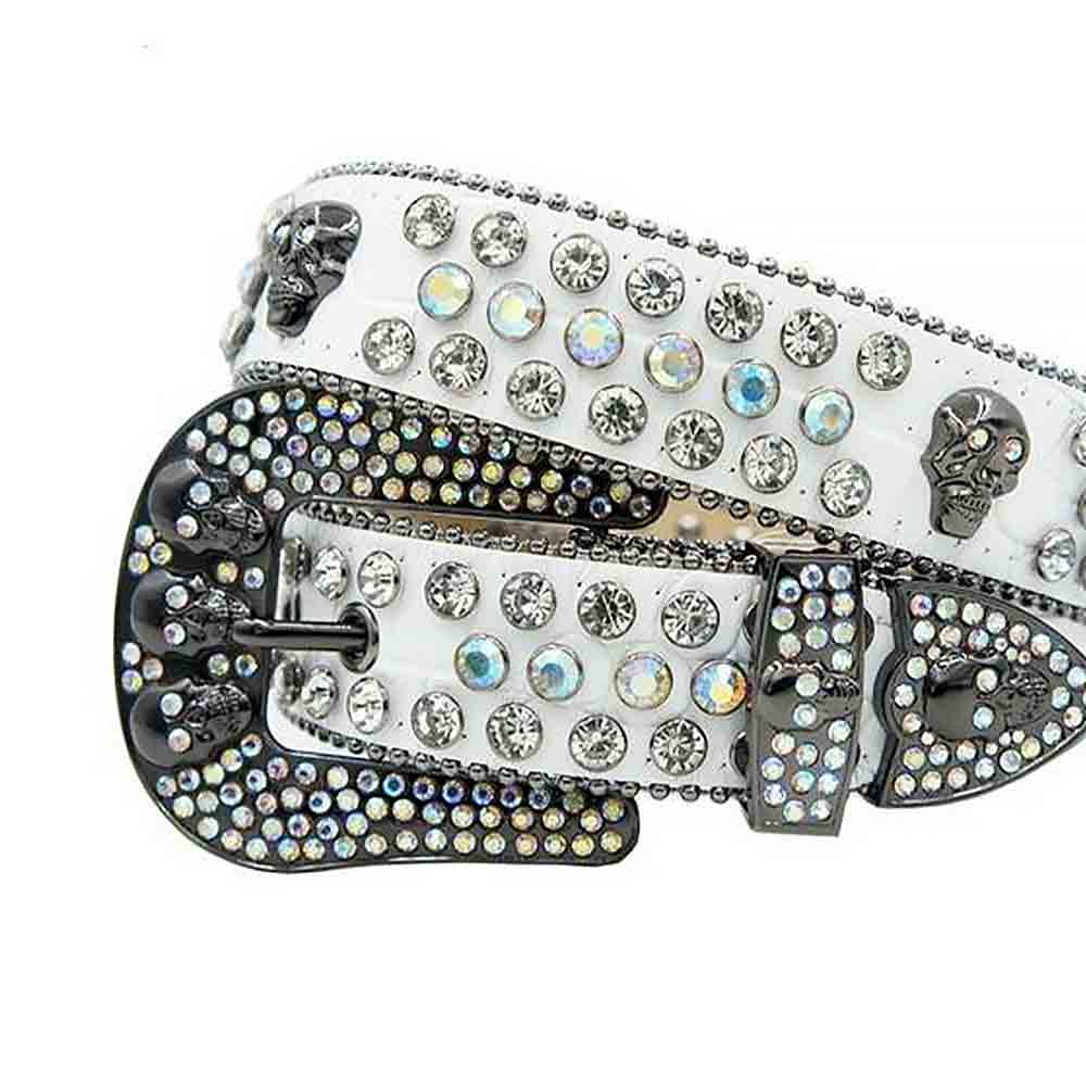 White Strap With Multi Color & Diamond White Embellished Rhinestone Belt