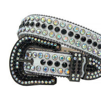 White Strap With Multi & Black Adorned Rhinestone Belt