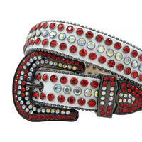 White Strap With Multi & Red Adorned Rhinestone Belt