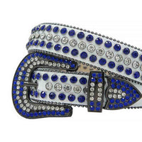 White Strap With White & Blue Adorned Rhinestone Belt