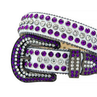 White Strap With White & Purple Adorned Rhinestone Belt