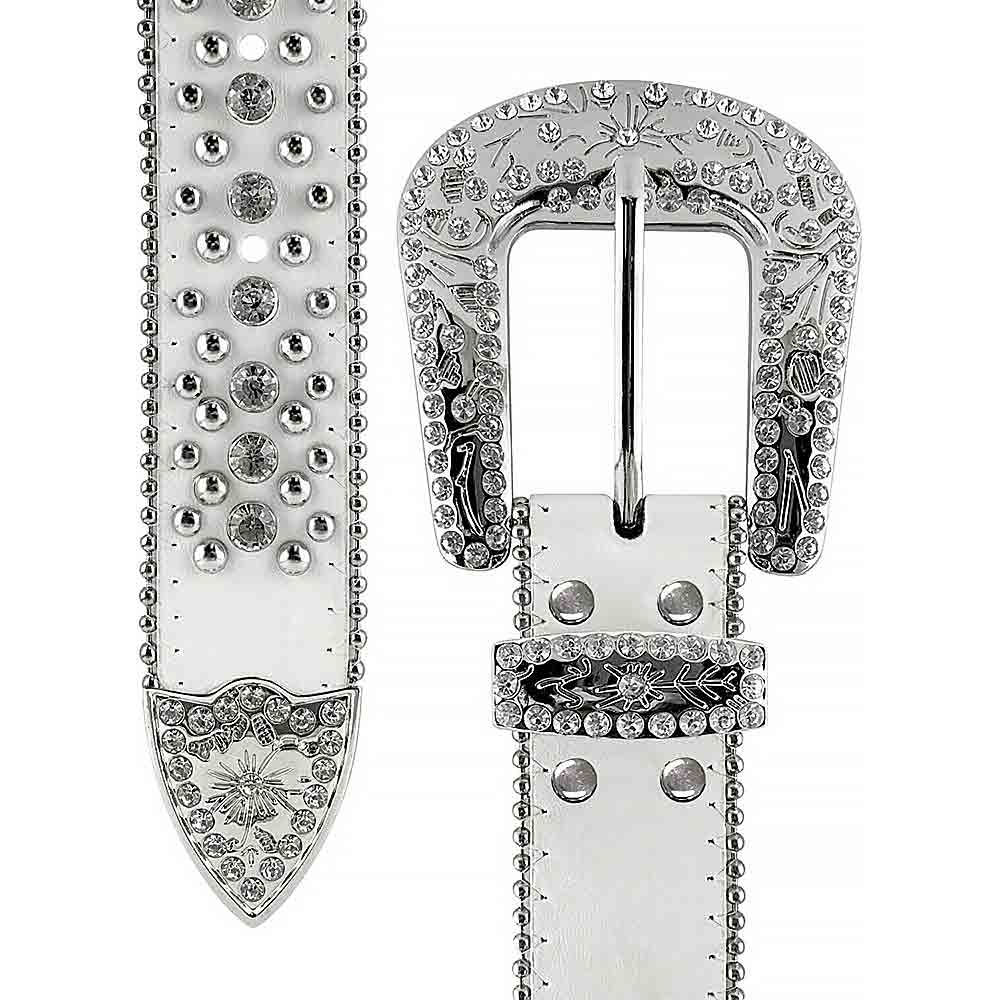 White With Studs And White Gems Encrusted Rhinestones Belts