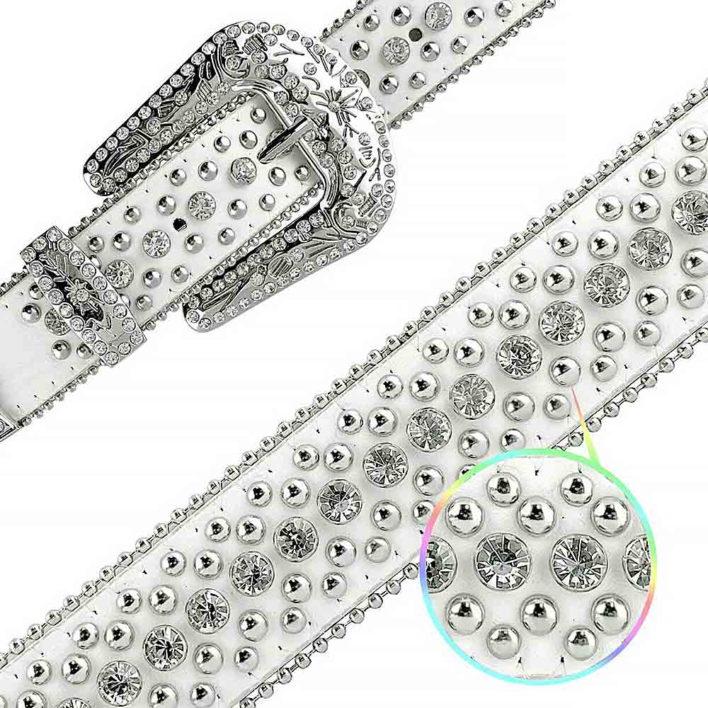 White With Studs And White Gems Encrusted Rhinestones Belts