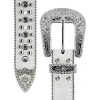 White Scout With Studs And White Gems Encrusted Rhinestones BB Belts