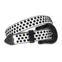 White Strap With Black Embellished Rhinestone Belt