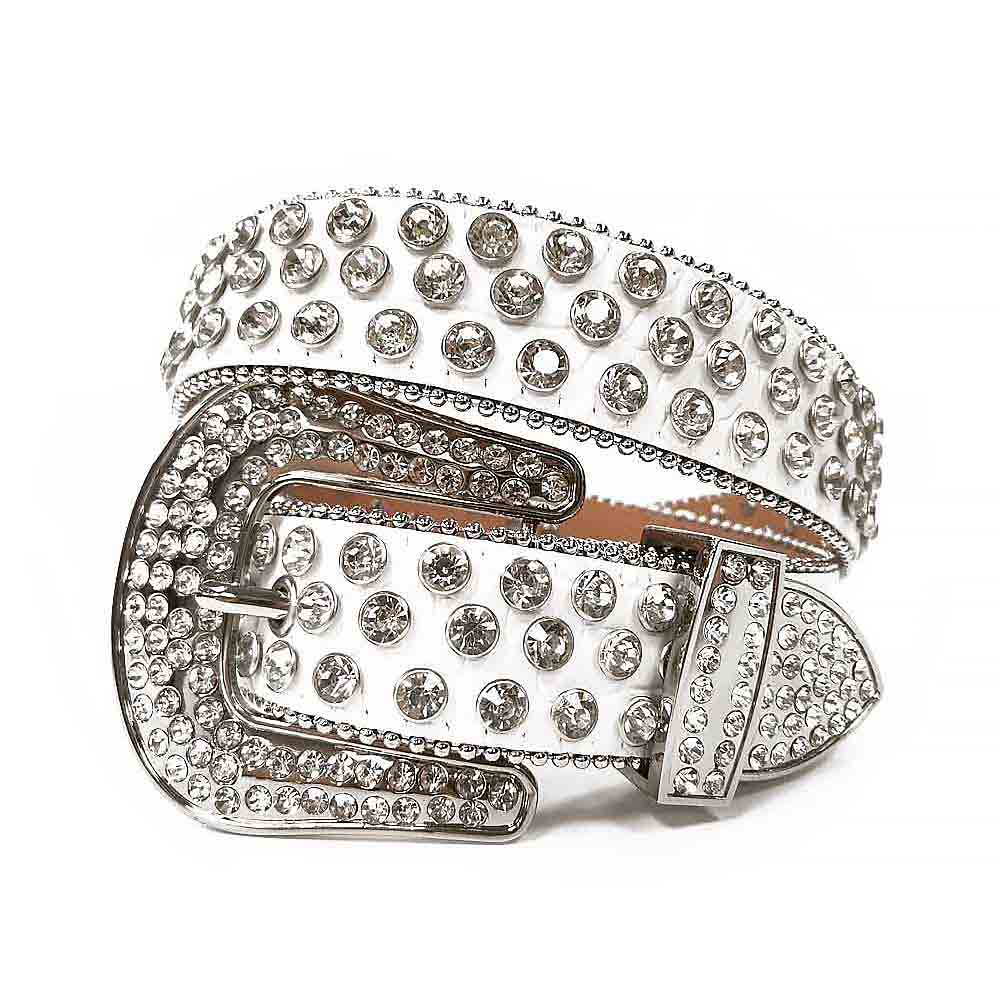 White Strap With Diamond White Encrusted Rhinestone Belt