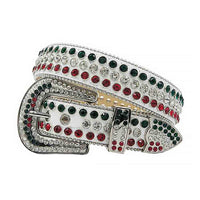 White Strap With Diamond White & Red Embellished Rhinestone Belt