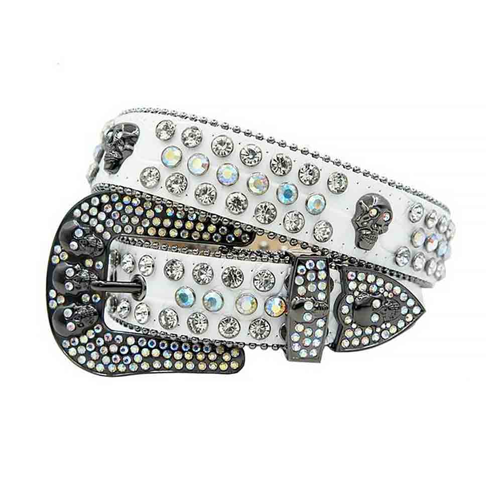 White Strap With Multi Color & Diamond White Embellished Rhinestone Belt