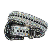 White Strap With Multi & Black Adorned Rhinestone Belt