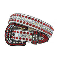 White Strap With Multi & Red Adorned Rhinestone Belt