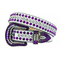 White Strap With White & Purple Adorned Rhinestone Belt