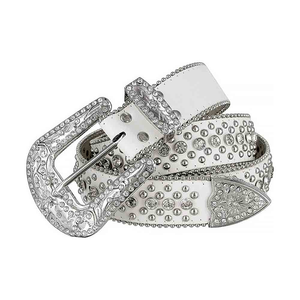 White With Studs And White Gems Encrusted Rhinestones Belts