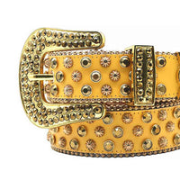 Yellow Strap With Gold Embellished Rhinestone Belt