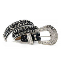 Sparkle Black Strap With Black & Faceted Crystal Studded Rhinestone Belt
