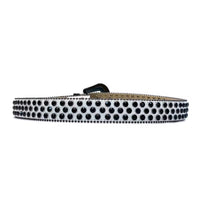 Black & White Crystal Rhinestone Western Belt with Black Buckle