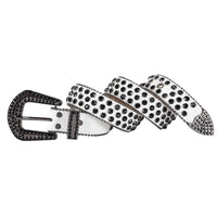 Black & White Crystal Rhinestone Western Belt with Black Buckle