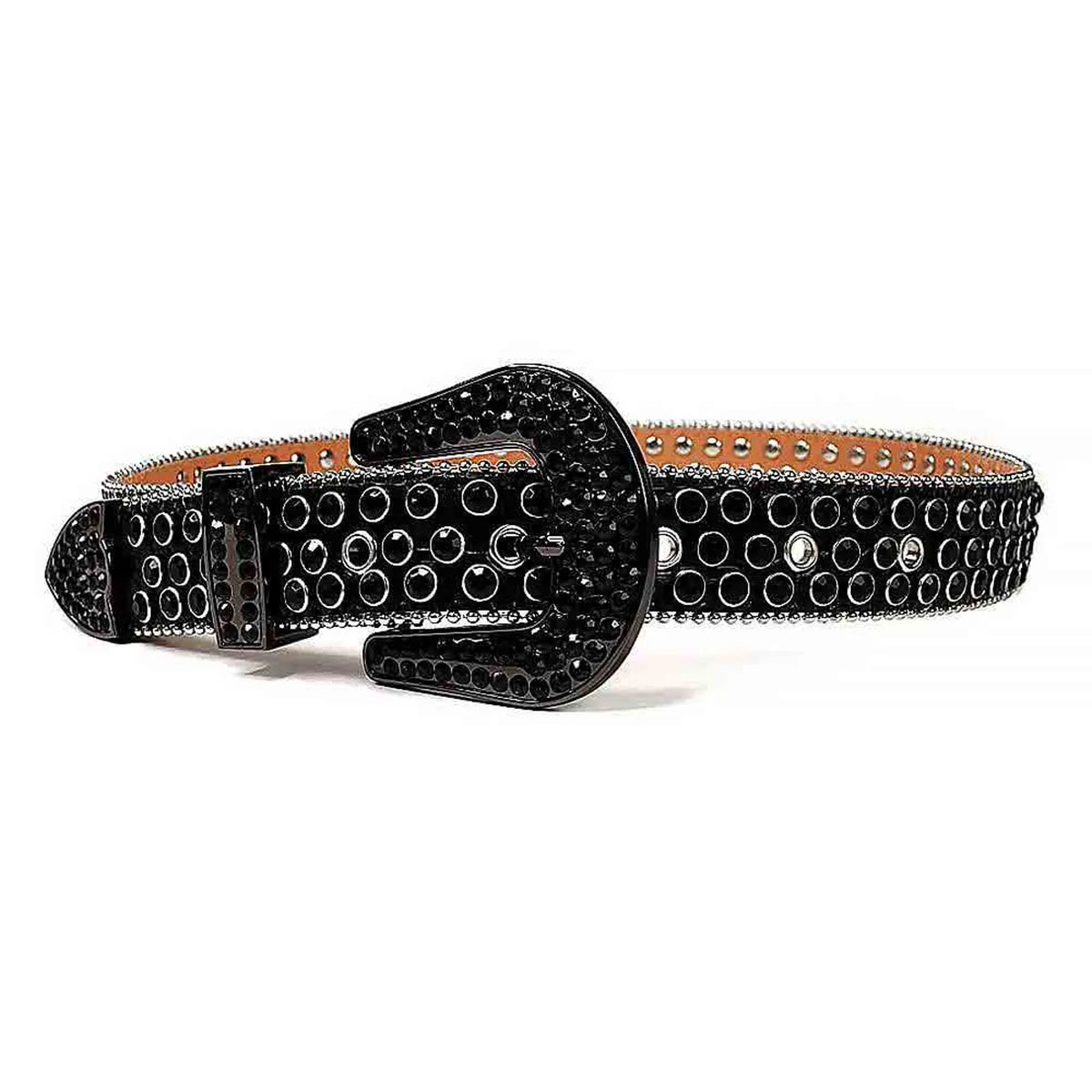 Black Rhinestone Belt with Gunmetal Buckle - BLK-002 - image 2
