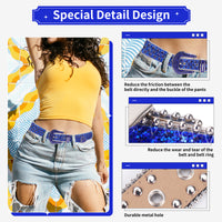 Royal Blue & Purple Crystal Rhinestone Western Belt with Silver Buckle