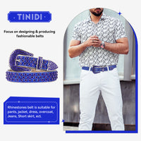 Royal Blue & Purple Crystal Rhinestone Western Belt with Silver Buckle