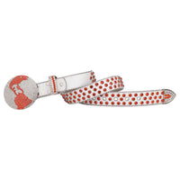 Orange & White Crystal Rhinestone Western Belt with Globe Buckle