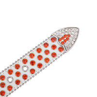 Orange & White Crystal Rhinestone Western Belt with Globe Buckle
