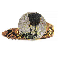 Globe Gold Matte Diamond Waist Belt With Gold & Transparent Rhinestones