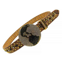 Globe Gold Matte Diamond Waist Belt With Gold & Transparent Rhinestones