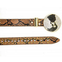 Globe Gold Matte Diamond Waist Belt With Gold & Transparent Rhinestones