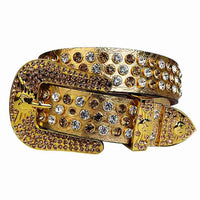 Antique Gold Strap With Red & Transparent Encrusted Rhinestone Belt