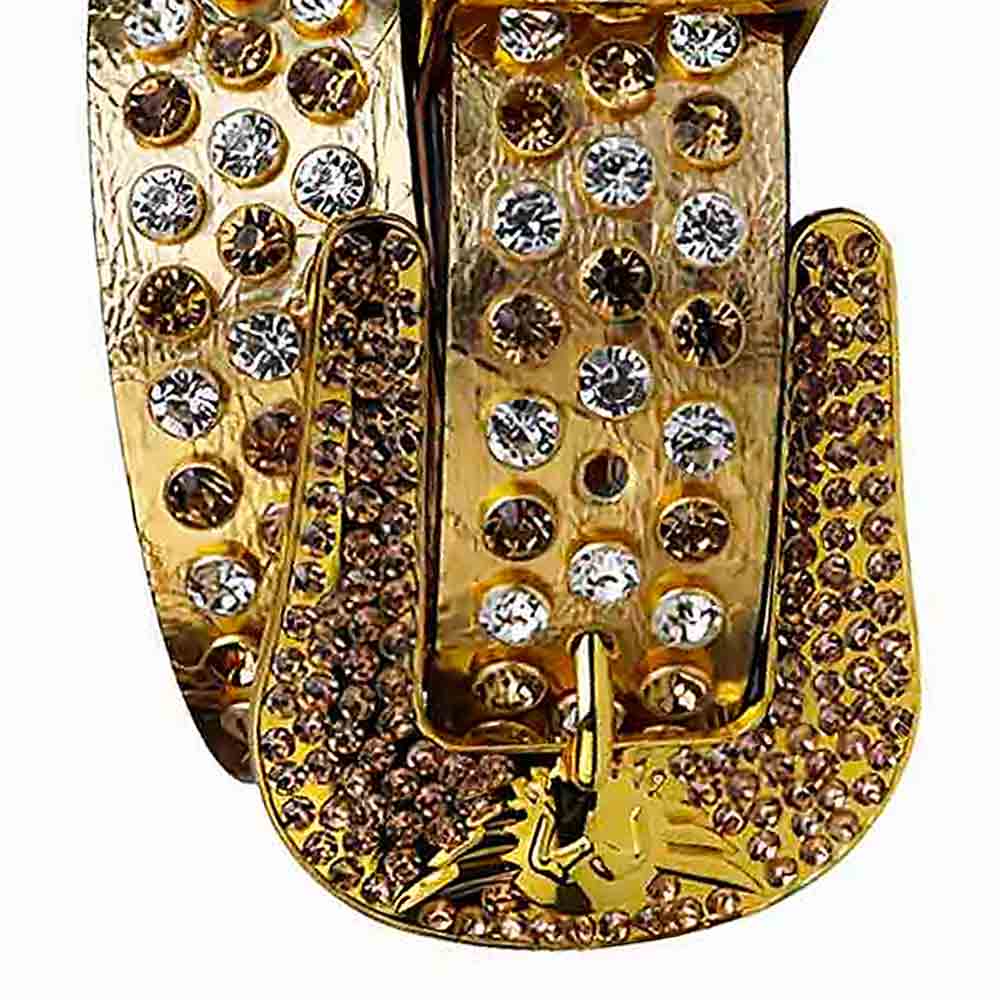 Antique Gold Strap With Red & Transparent Encrusted Rhinestone Belt