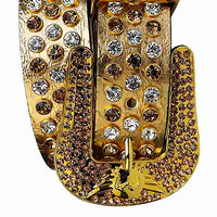 Antique Gold Strap With Red & Transparent Encrusted Rhinestone Belt