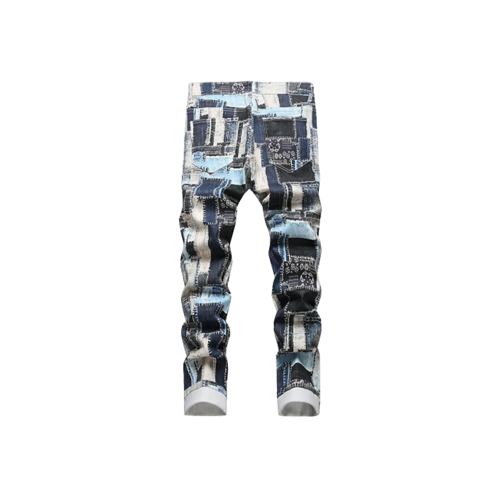 Men's Painted Color-Block Slim Jeans