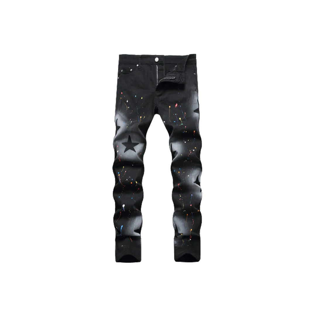 Men's Star Painted Skinny Fit Jeans