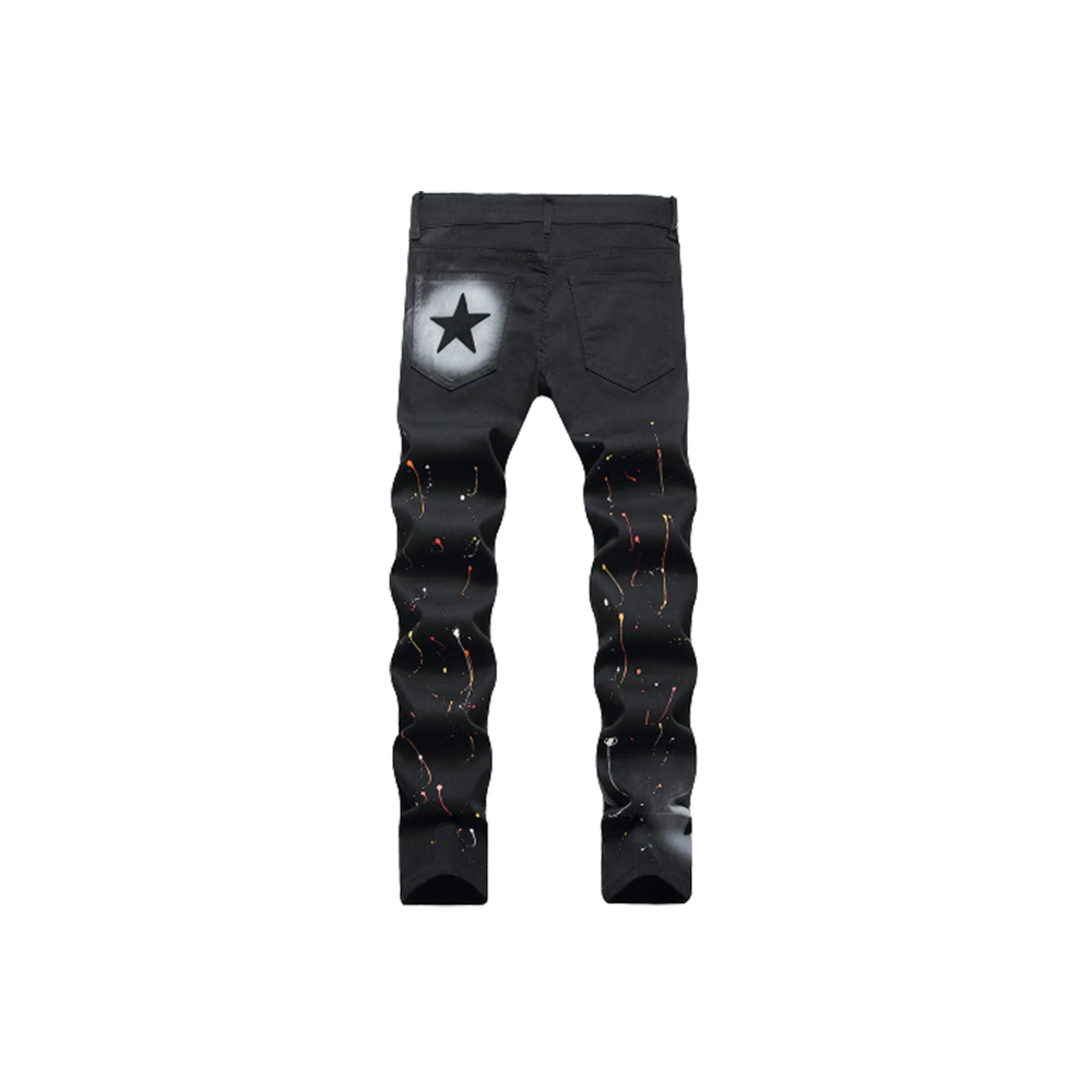 Men's Star Painted Skinny Fit Jeans