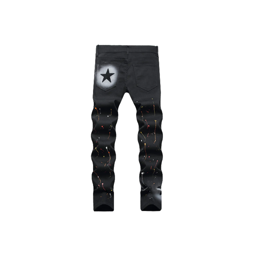 Men's Star Painted Skinny Fit Jeans