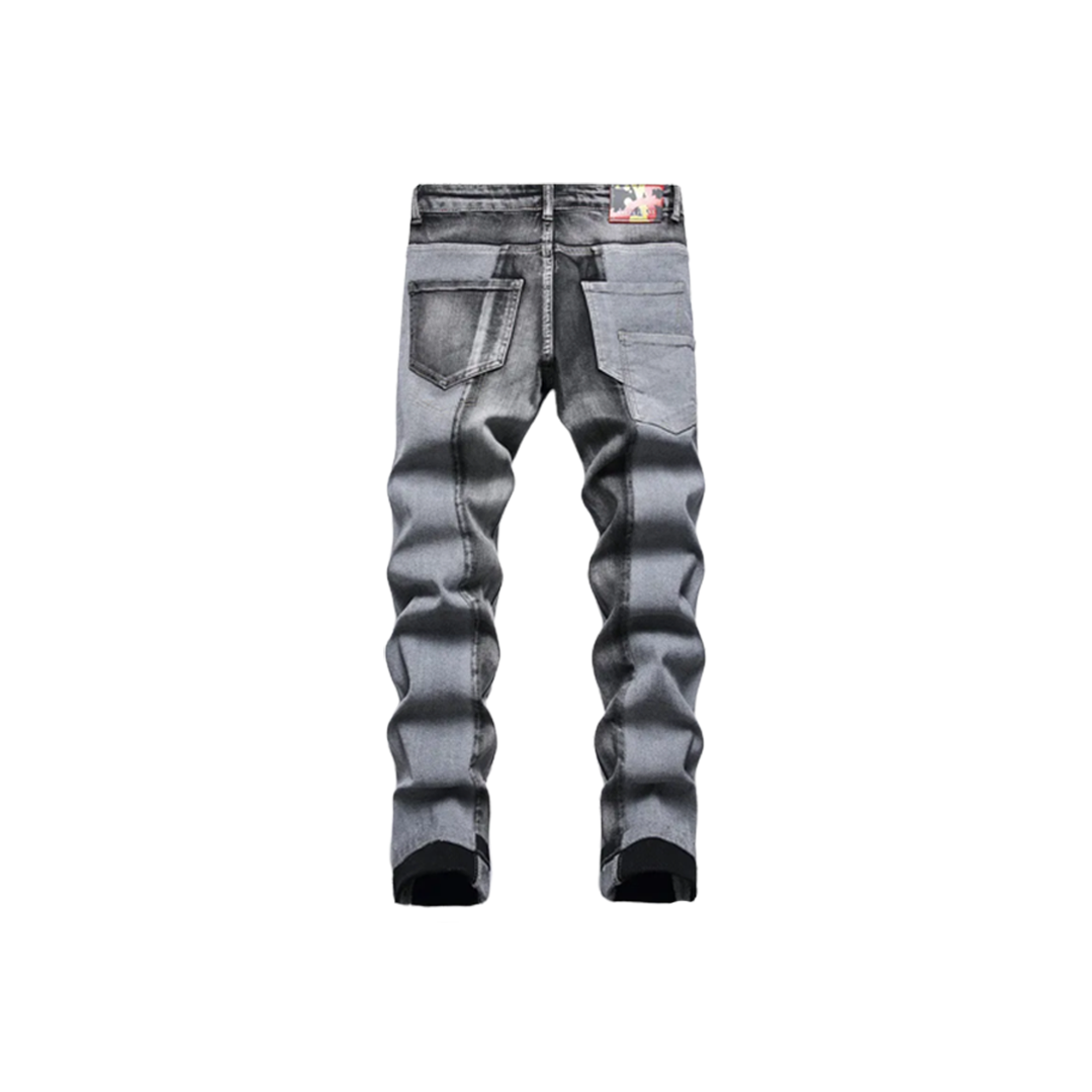 Men's Pieced Design Spliced Pockets Denim Pants