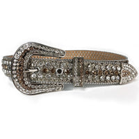 Full-Studded Crystal Rhinestone Western Belt with 3-Piece Silver Buckle