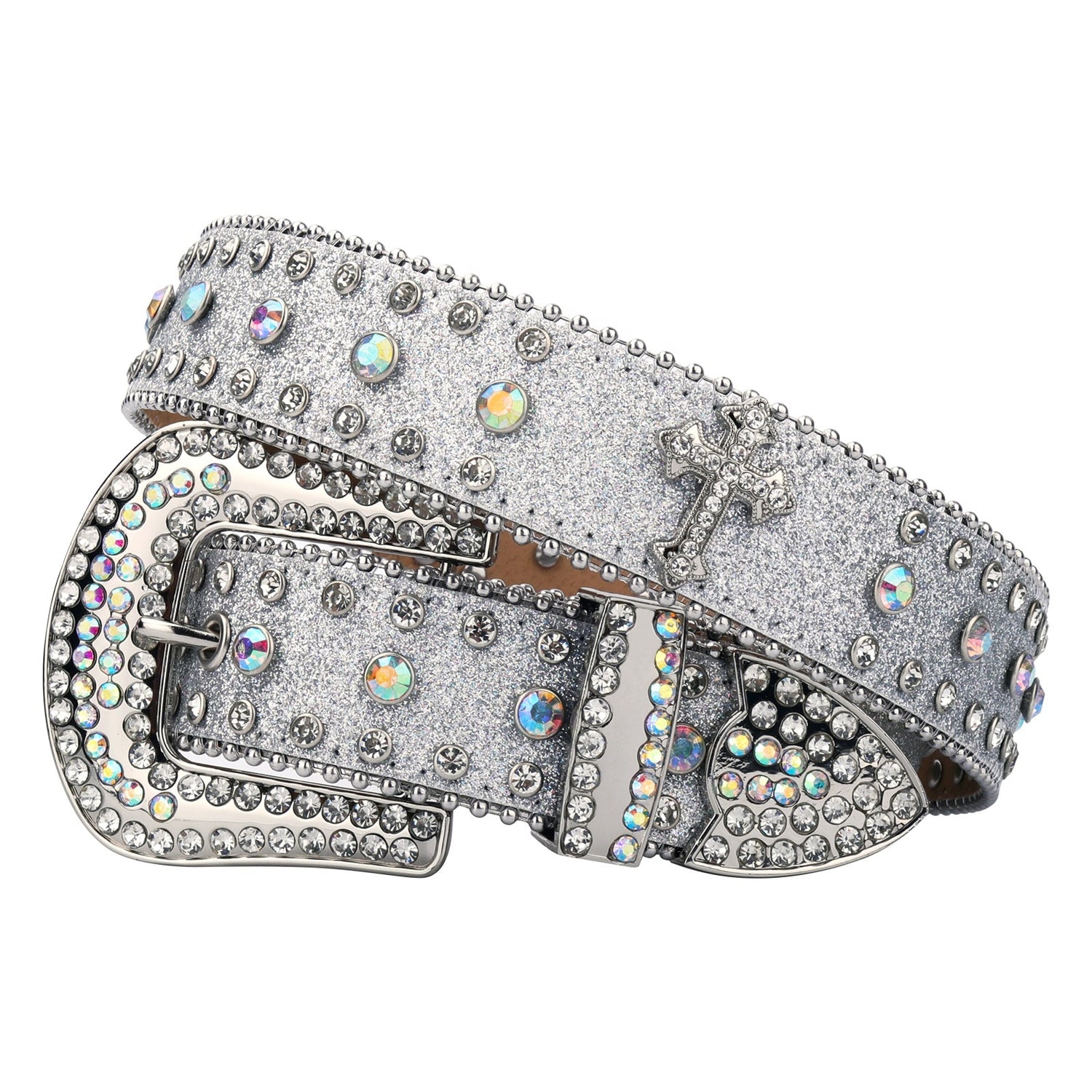 Silver Cross Crystal Rhinestone Western Belt