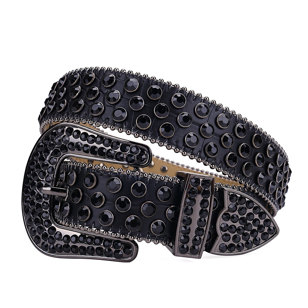 All-Black Crystal Rhinestone Western Belt