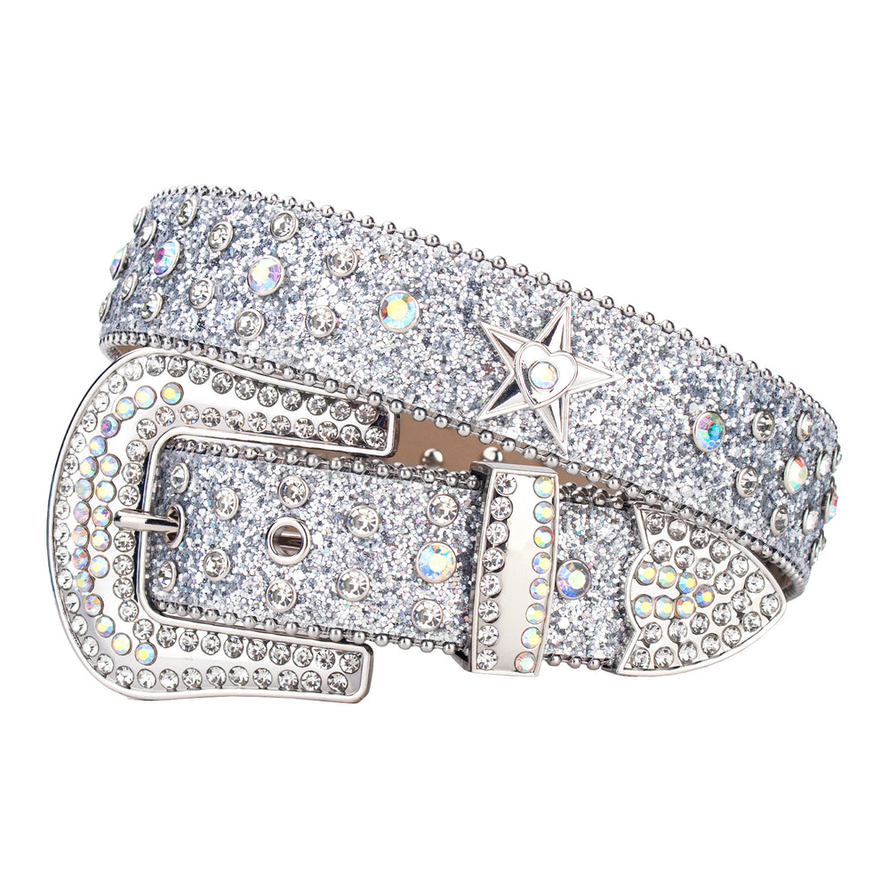 Star Concho Iridescent Crystal Rhinestone Western Belt