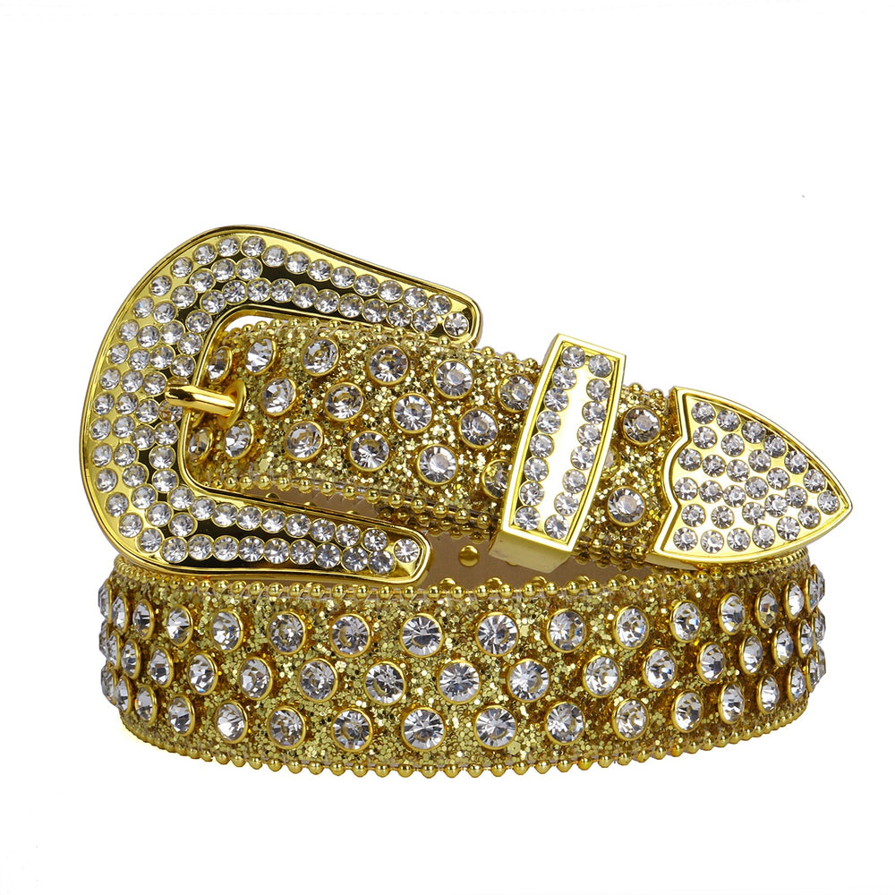 Tone-Matched Crystal Rhinestone Western Belt with Sparkle Buckle