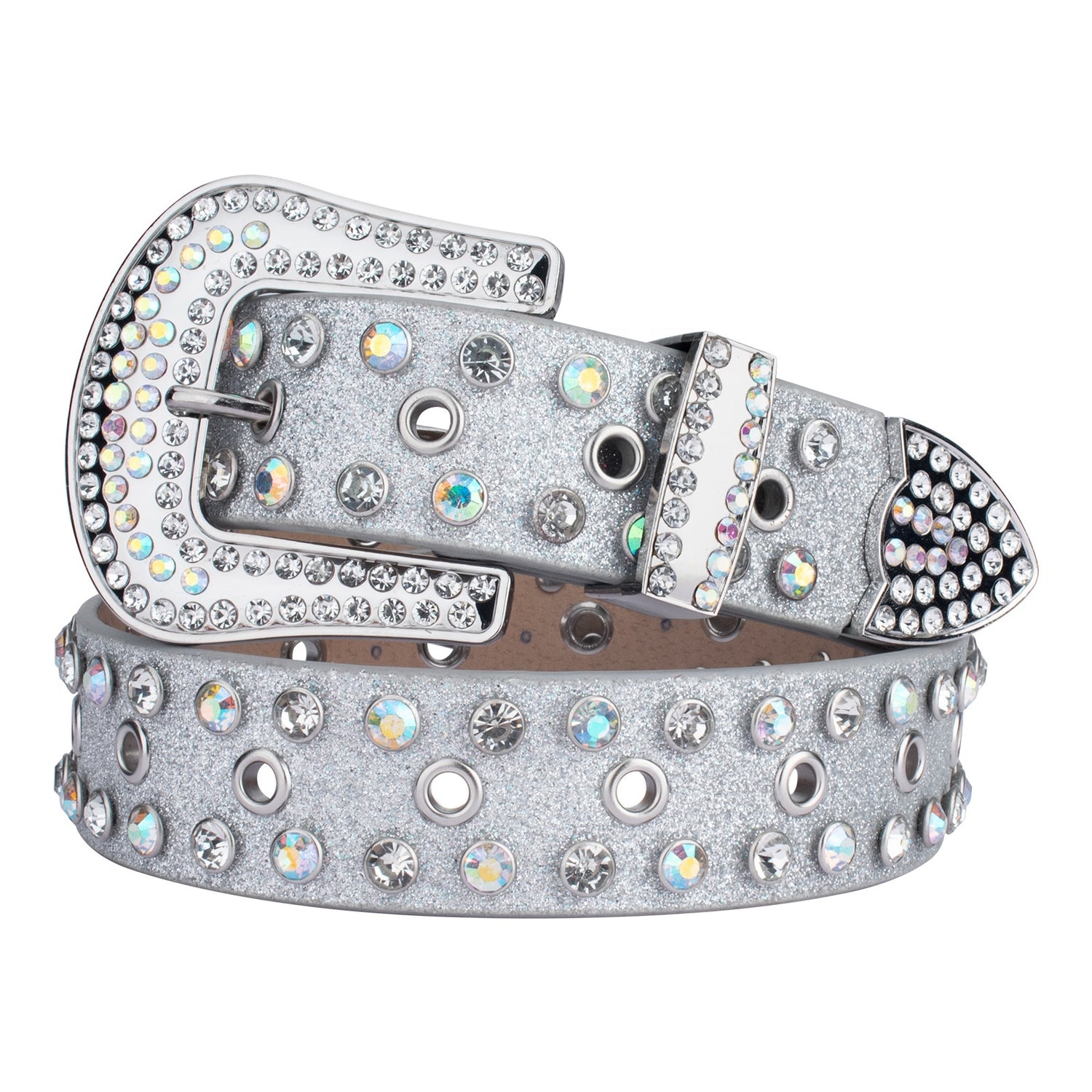 Grommet Silver Crystal Rhinestone Western Belt